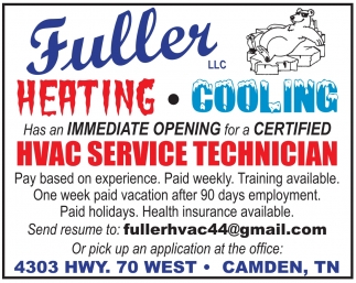 HVAC Service Technician, Fuller Heating & Cooling